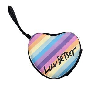 Luv Betsey by Betsey Johnson Rainbow Heart Cat Faux Leather Coin Purse Clutch